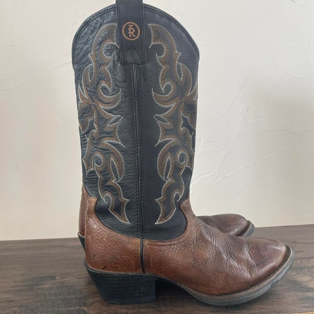 Tony‎ Lama Men's 7900 Brown Black Stiched Western Boots  Size 8D